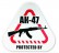 Наклейка на машину "Protected by AK-47", 20*20 см - Магазин "Игровой Мир" - Приставки, игры, аксессуары. Екатеринбург