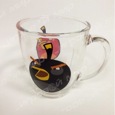 Кружка стеклянная Angry Birds 300 мл черная птица - Магазин "Игровой Мир" - Приставки, игры, аксессуары. Екатеринбург